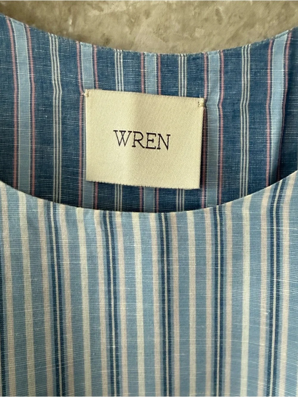 Anthropologie Blue & White Striped Scoop-Neck Crop Top (Love 20) NWOT - Picture 2 of 3